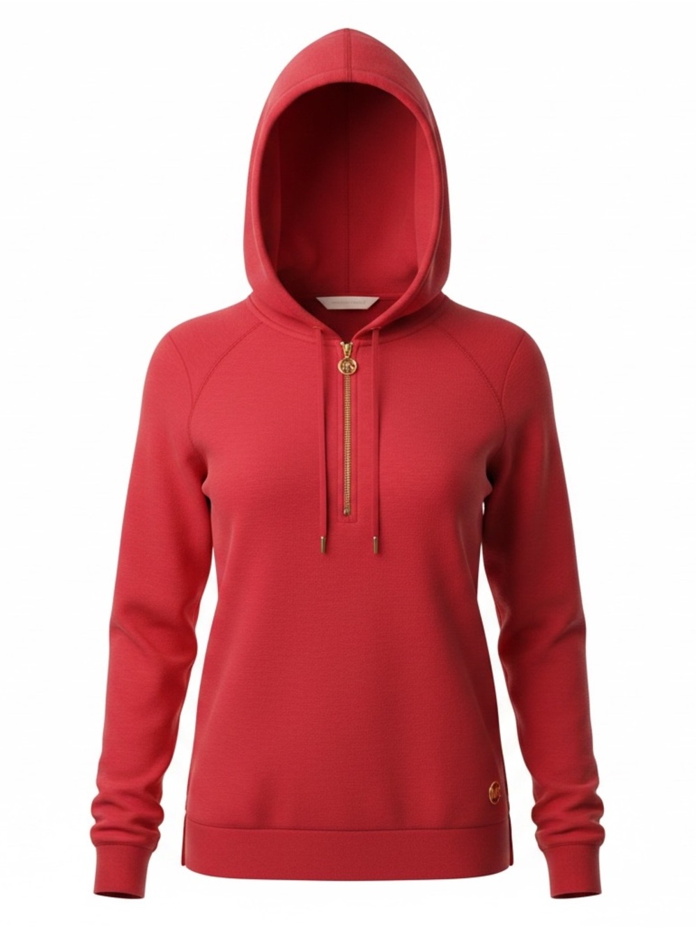 MICHAEL Michael Kors Basics Women's Quarter Zip-Up Pull Over Hoodie in Red Small